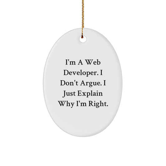 Funny Web Developer Christmas Oval Ornament Gifts from Friends to Family - Image 1