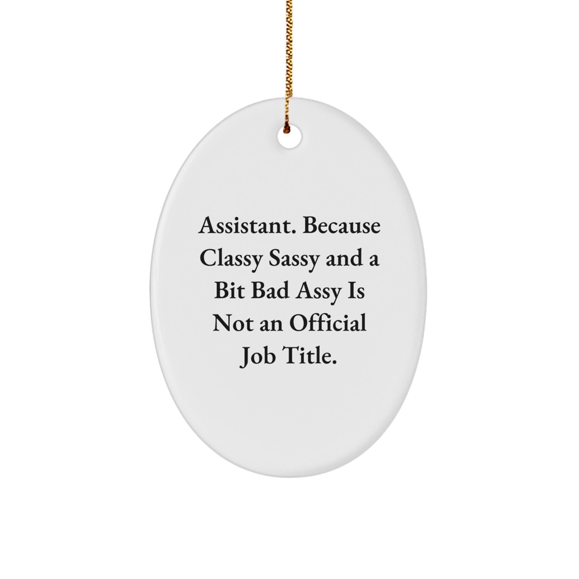 Funny Assistant Gifts for Friends Christmas Oval Ornament - 'Assistant' Quote, Sassy Humor, Unique Present from Friends - Image 1
