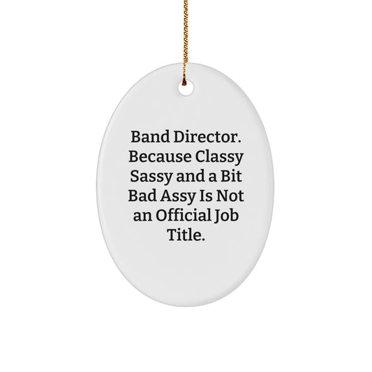 Funny Quote Gifts for Band Director Oval Ornament, Christmas Unique Gifts from Men to Band Director, Funny Oval Ornament for Band Director Friends - Image 1