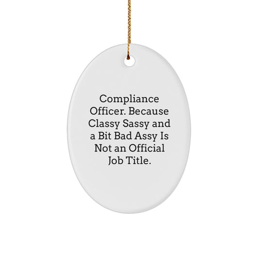 Compliance Officer Gifts from Friends, Funny Oval Ornament for Compliance Officer, Christmas Unique Gifts for Men and Women - Image 1