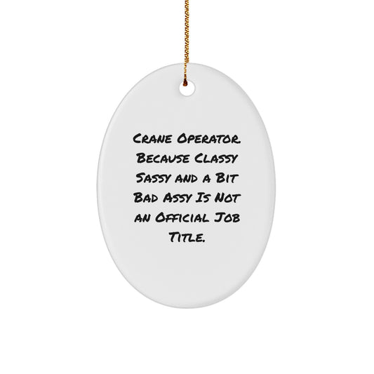 Funny Crane Operator Oval Ornament Gifts from Coworkers for Christmas Unique Gifts for Men Women Friends Family - Image 1