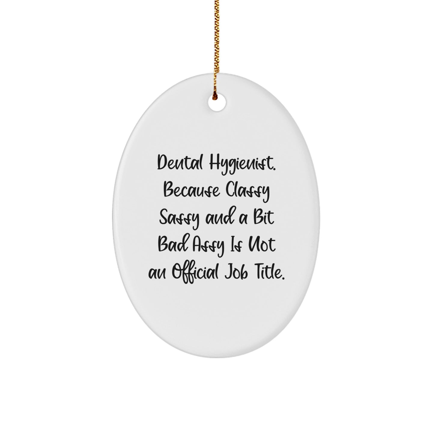 Funny Dental Hygienist Gifts from Friends and Family - Oval Ornament, Merry Christmas Unique Presents for Dentists - Image 1