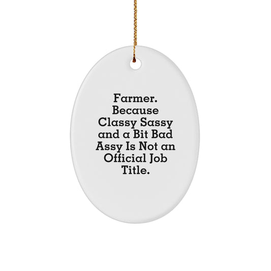 Christmas Gift for Her Farmer Oval Ornament Present - Image 1