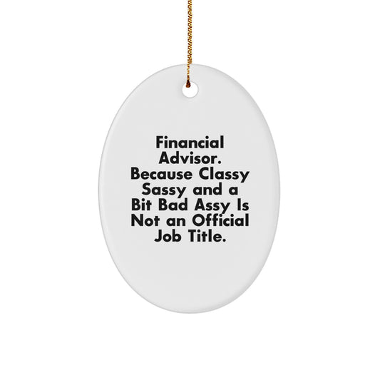 Christmas Gift Oval Ornament for Her – Financial Advisor Keepsake - Image 1