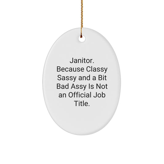 Funny Janitor Gifts for Friends, Oval Ornament Janitor Humor, Gifts from Friends - Janitor Sassy Christmas Unique Gifts - Image 1