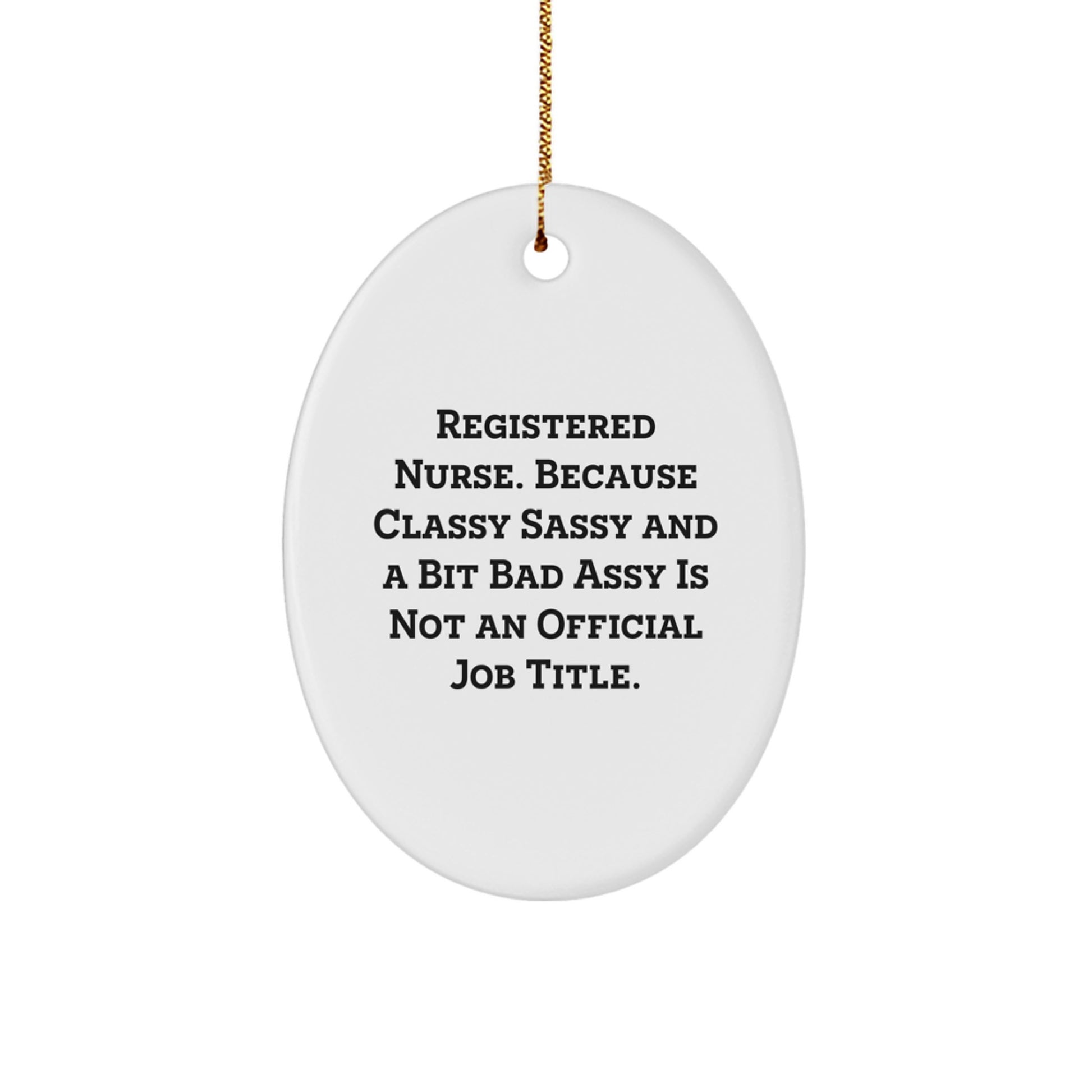 Funny Registered Nurse Gifts for Coworkers - Oval Ornament, Christmas Unique Presents, Gifts from Friends, Family, Men, Women - Image 1