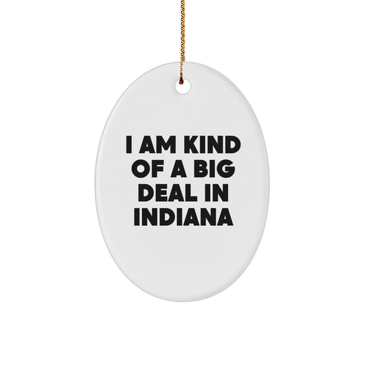 Funny Christmas Unique Gifts from Indiana - Oval Ornament - I Am Kind Of A Prime Selection In Indiana - White - Image 1