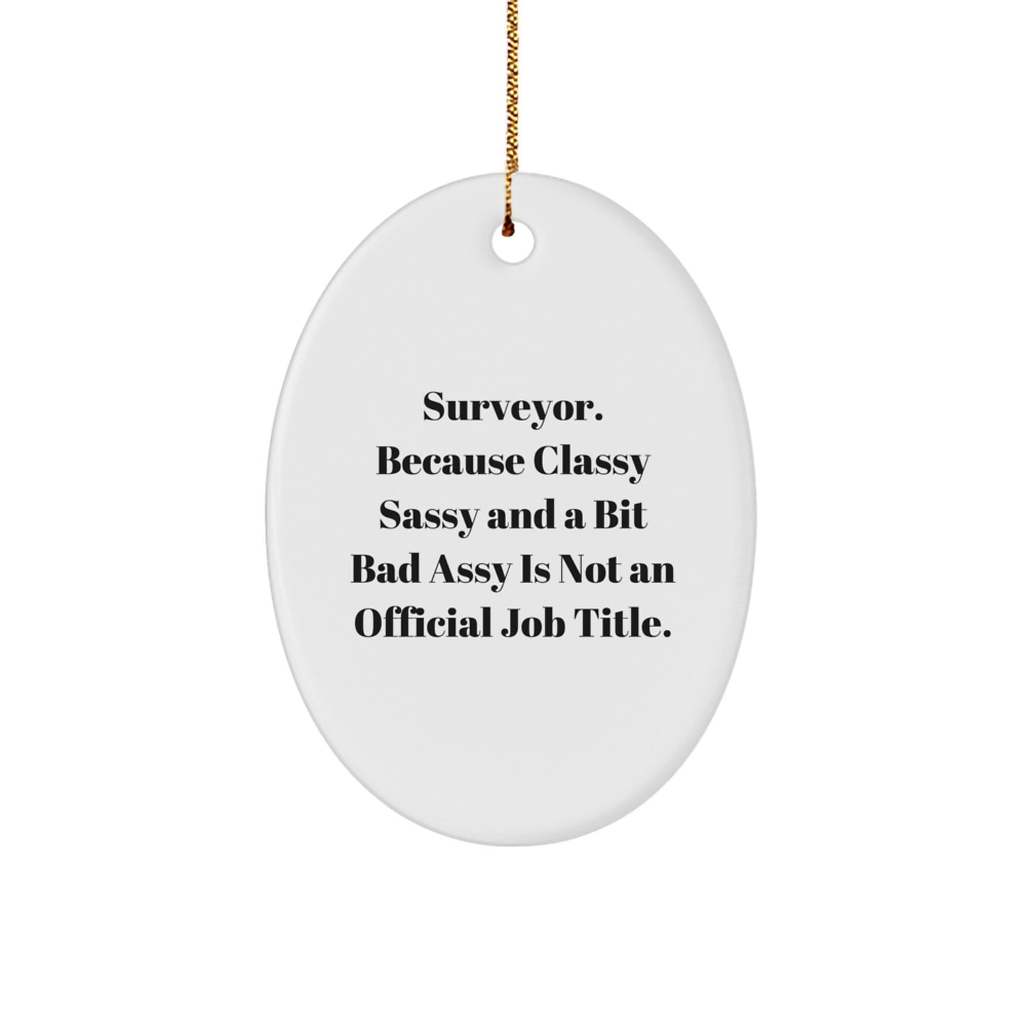 Surveyor Funny Oval Ornament Gifts from Friends for Surveyor, Oval Ornament with Humor, Classy Sassy And A Bit Fearlessy Is Not An Official Job Title, Christmas Unique Gifts - Image 1