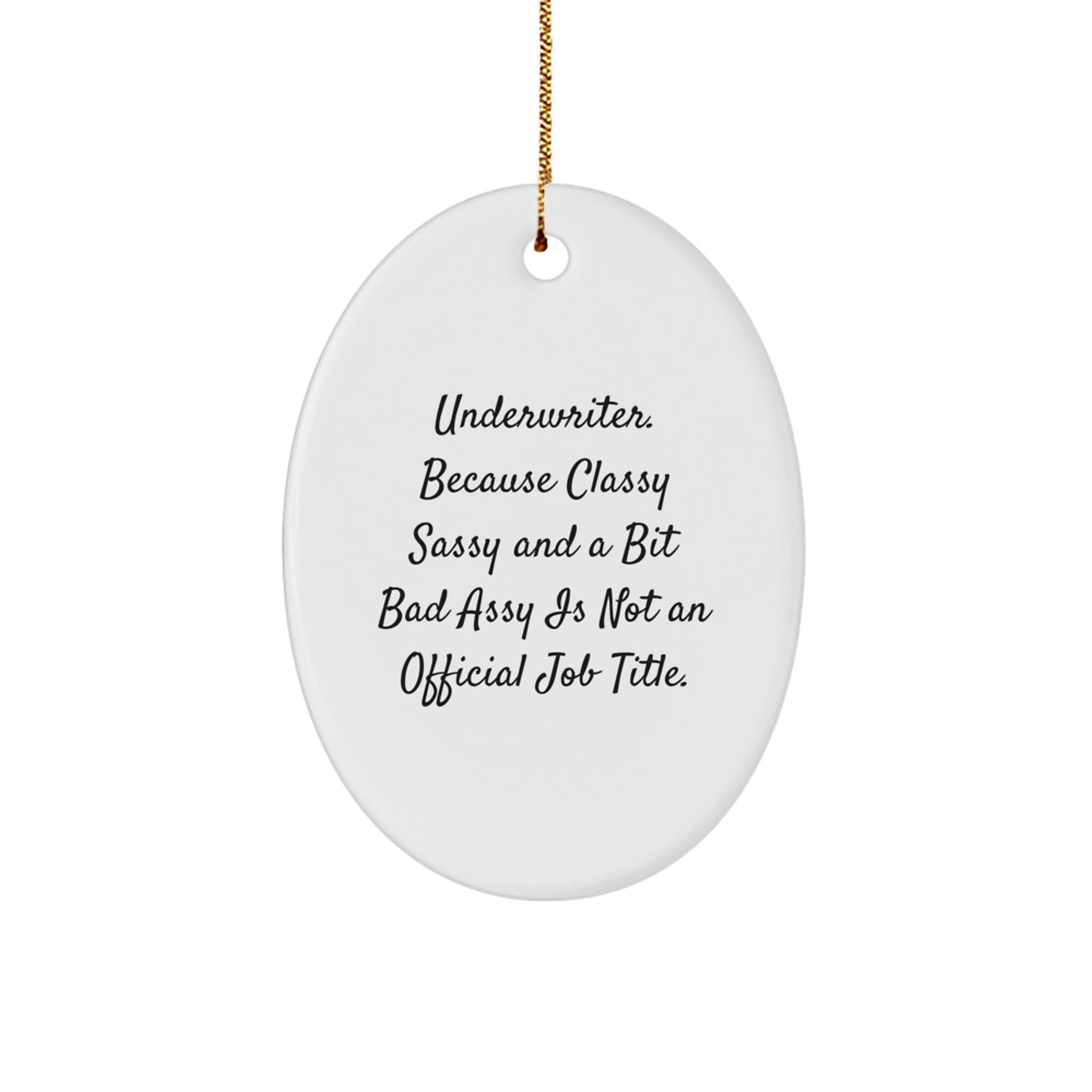 Funny Underwriter Gifts, Oval Ornament Quote Decor, Gifts from Men to Women, Underwriter Christmas Unique Gifts for Underwriter Friends - Image 1