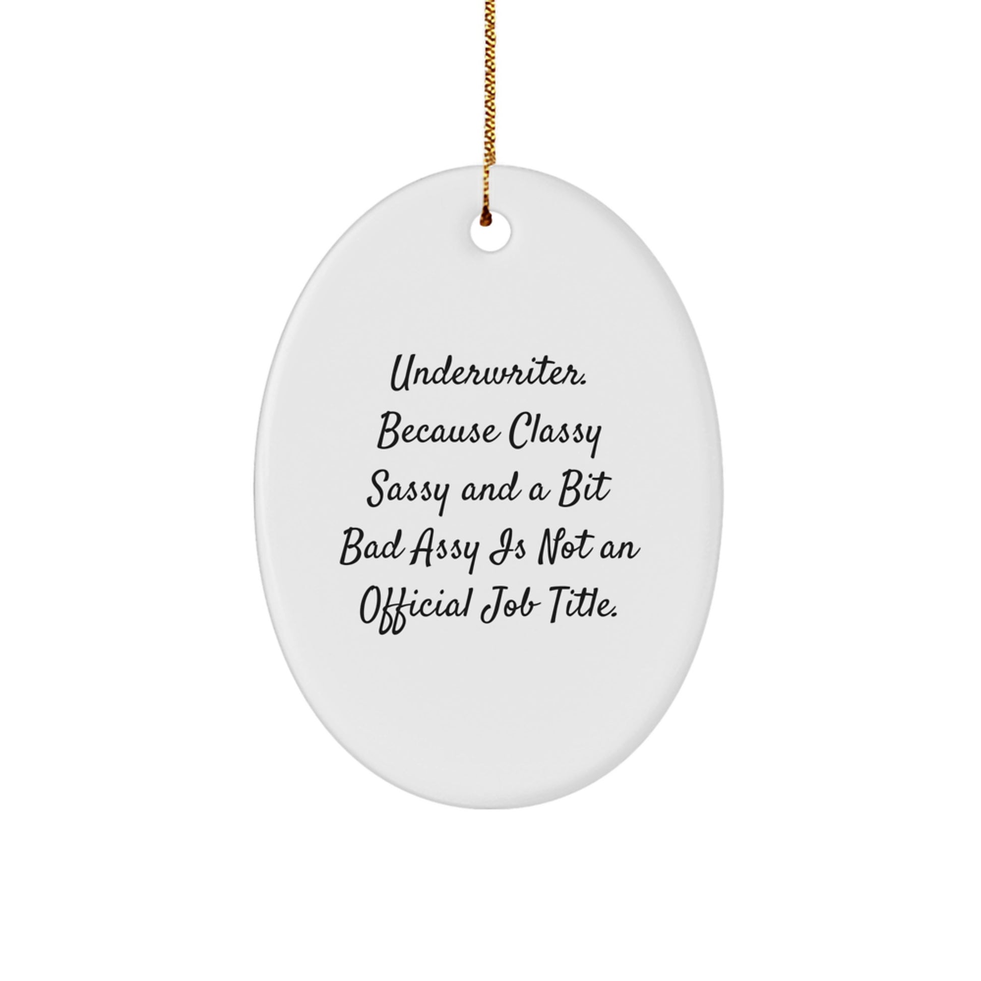 Funny Underwriter Gifts, Oval Ornament Quote Decor, Gifts from Men to Women, Underwriter Christmas Unique Gifts for Underwriter Friends - Image 1