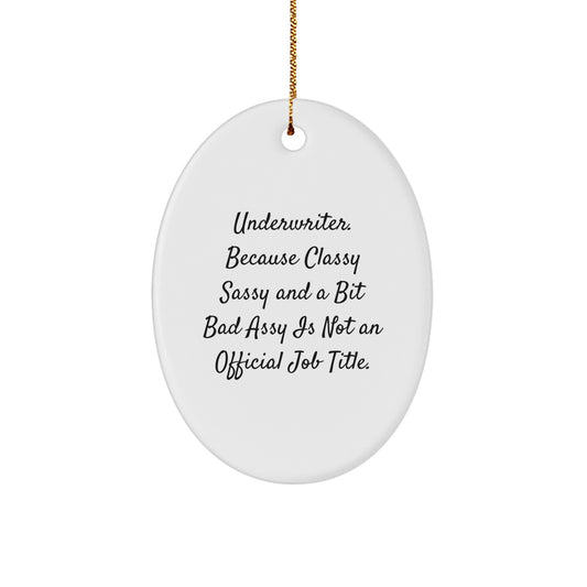 Funny Underwriter Gifts, Oval Ornament Quote Decor, Gifts from Men to Women, Underwriter Christmas Unique Gifts for Underwriter Friends - Image 1