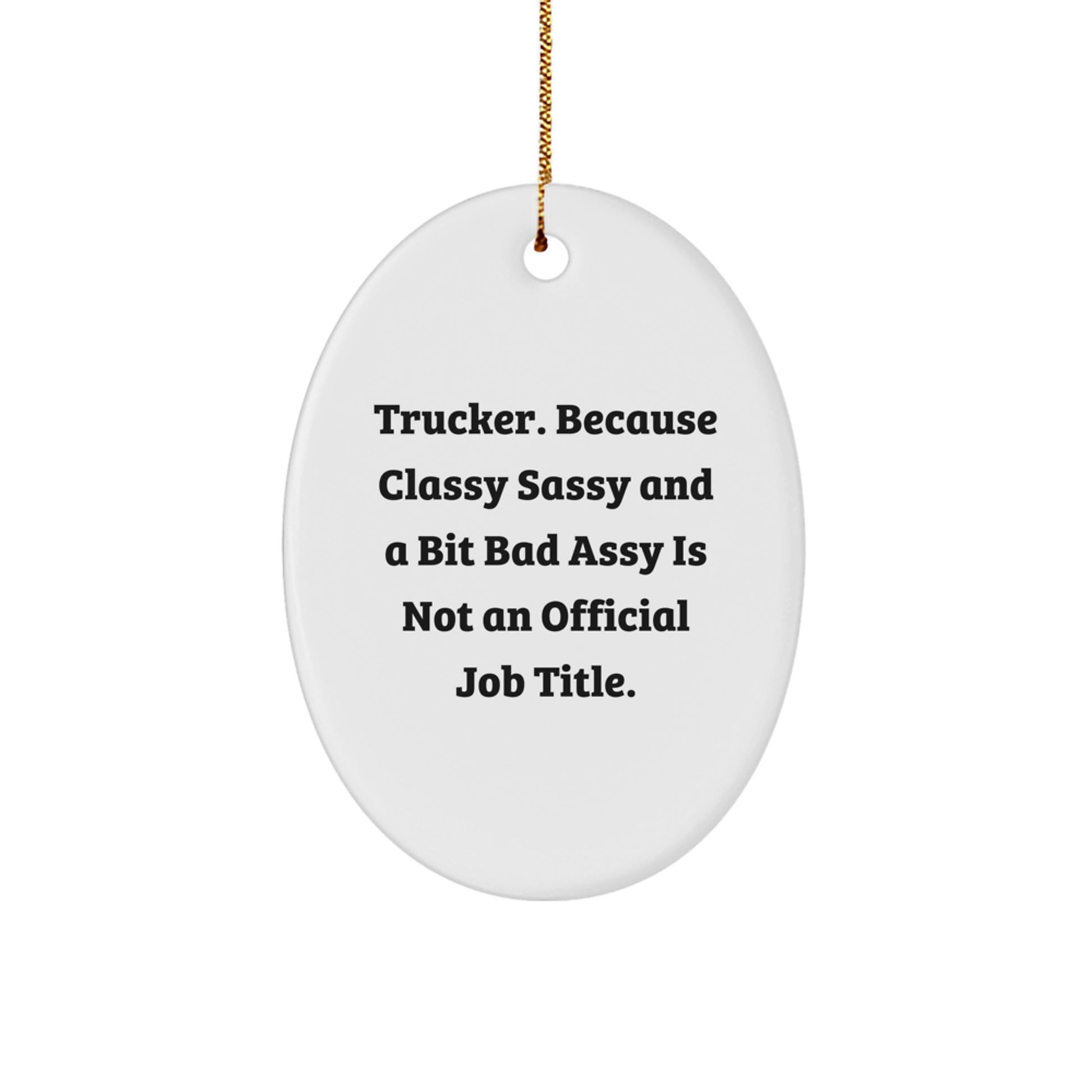 Funny Trucker Gifts from Family, Christmas Unique Gifts for Trucker, Oval Ornament for Trucker - Image 1