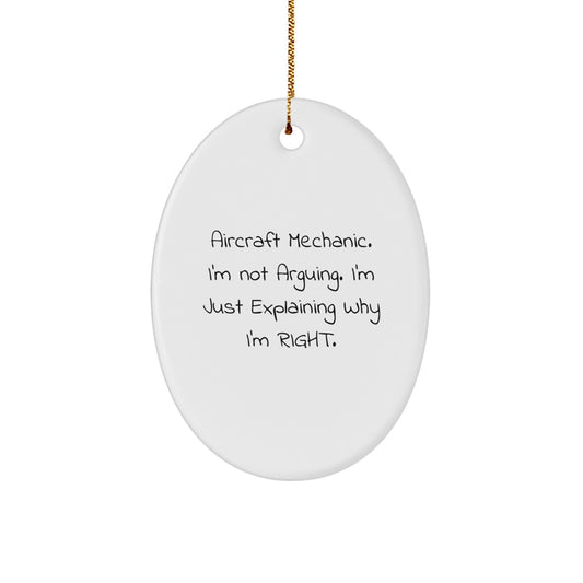 Oval Aircraft Mechanic Ornament Idea for Coworkers Christmas Gift - Image 1