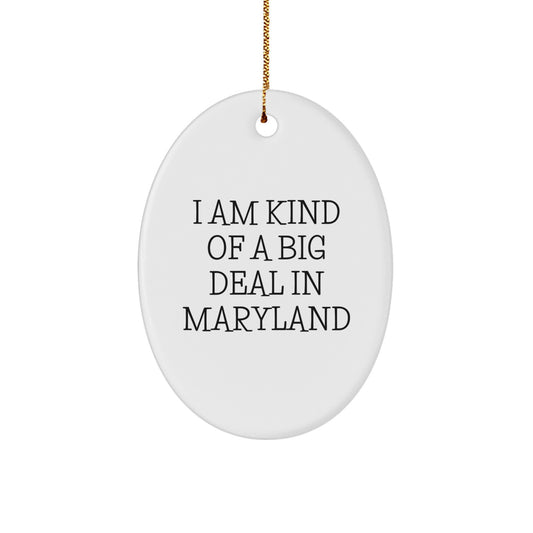 Gifts from Friends to Family in Maryland - I Am Kind Of A Prime Selection In Maryland Oval Ornament, White, Christmas Unique Gifts - Image 1