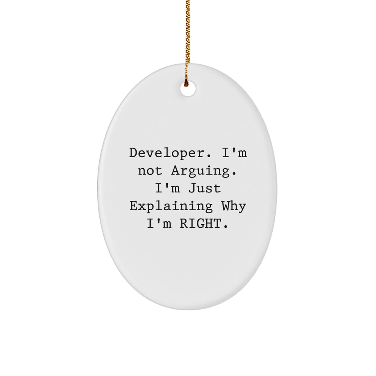 Christmas Ornament Gift for Kids Developer. I'm Not Arguing, I'm Right. - Image 1
