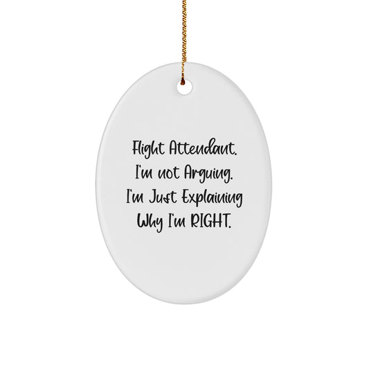 Funny Flight Attendant Gifts from Friends and Family - Oval Ornament for Flight Attendant Men and Women - Unique Christmas Unique Gift Ideas - Image 1