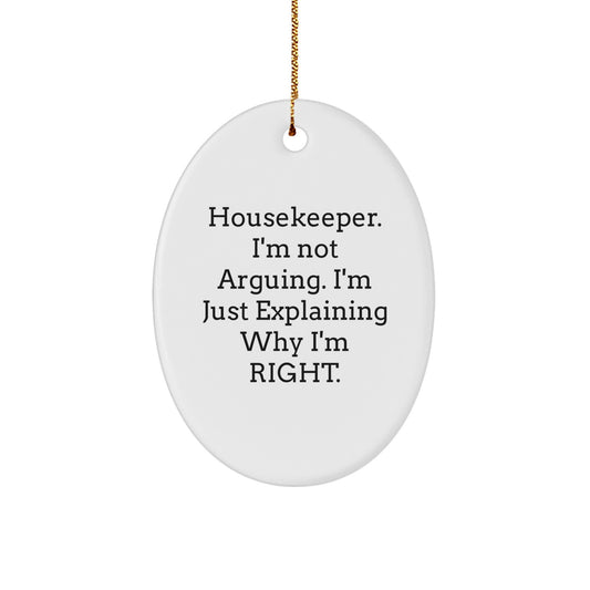Funny Housekeeper Oval Ornament Gifts from Men to Wife or Coworkers for Christmas Unique Decorations - Image 1