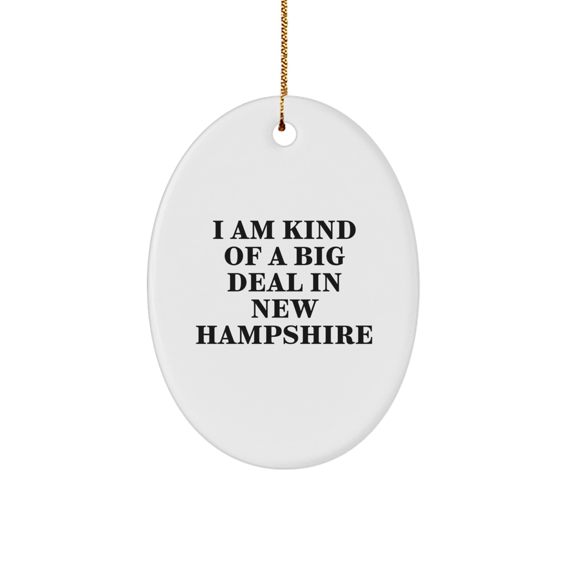 New Hampshire Christmas Oval Ornament Gifts from Men to Friends with Funny Quote I Am Kind Of A Prime Selection In New Hampshire - Image 1