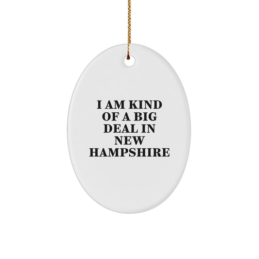 New Hampshire Christmas Oval Ornament Gifts from Men to Friends with Funny Quote I Am Kind Of A Prime Selection In New Hampshire - Image 1