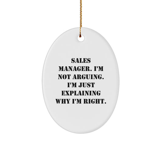 Funny Sales Manager Oval Ornament Gifts from Men to Friends, Oval Shaped Decorative Christmas Unique Gifts for Sales Manager - Image 1