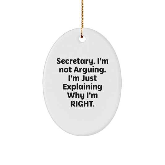 Humorous Secretary Oval Ornament, Funny Gifts from Friends for Female Secretary, Christmas Unique Office Decor - Image 1