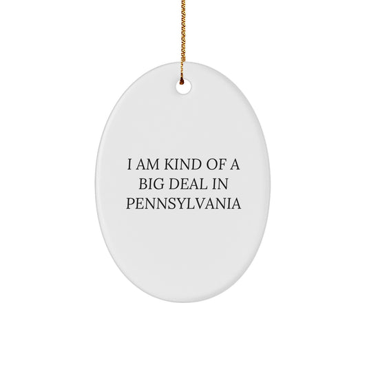 Gifts from Friends for Proud Pennsylvania Residents, I Am Kind Of A Prime Selection In Pennsylvania Oval Ornament, Unique Pennsylvania Christmas Decorations - Image 1