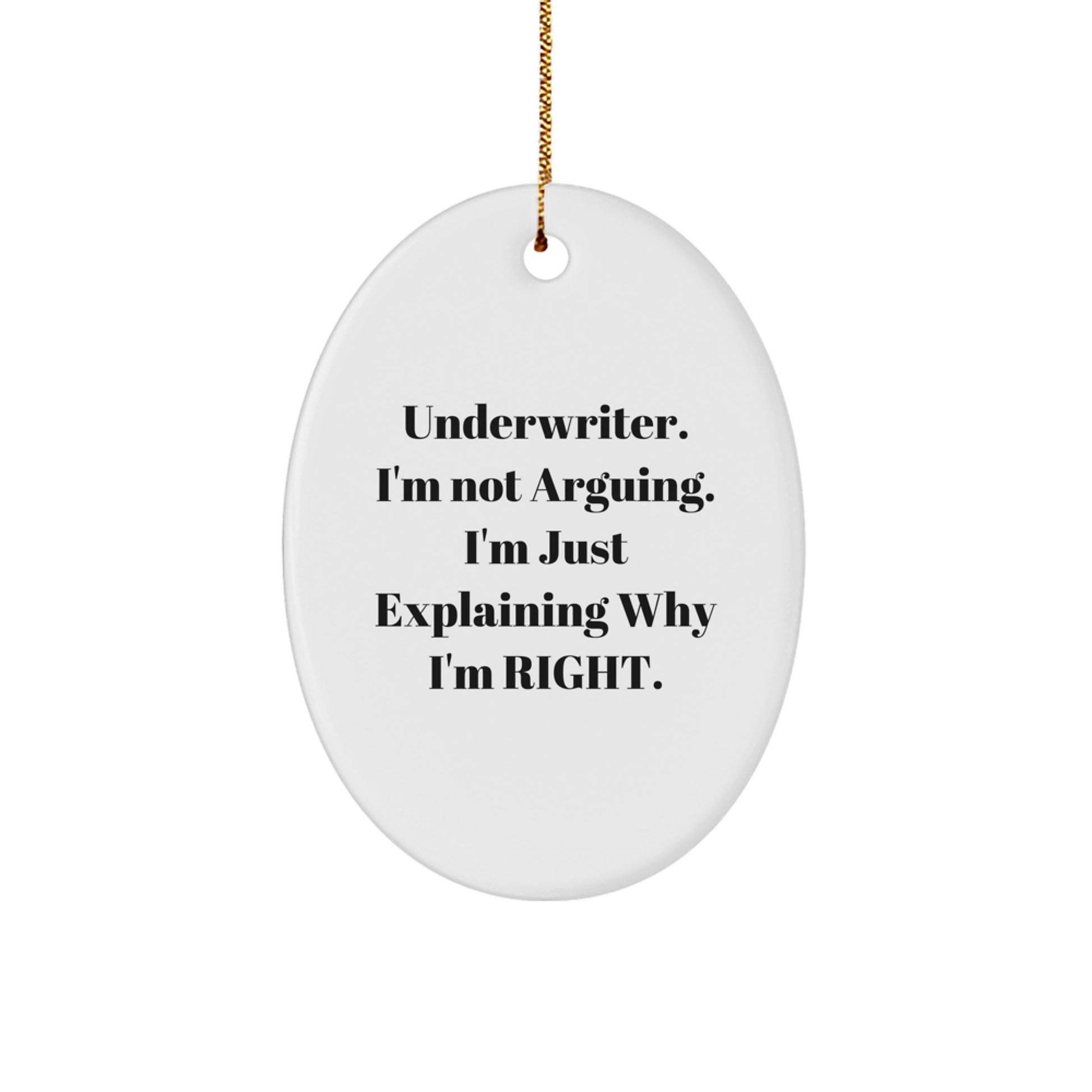 Funny Underwriter Gifts from Friends - Oval Ornament, Christmas Unique Gifts for Men, Underwriter, Friends, Family - Image 1