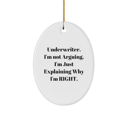 Funny Underwriter Gifts from Friends - Oval Ornament, Christmas Unique Gifts for Men, Underwriter, Friends, Family - Image 1