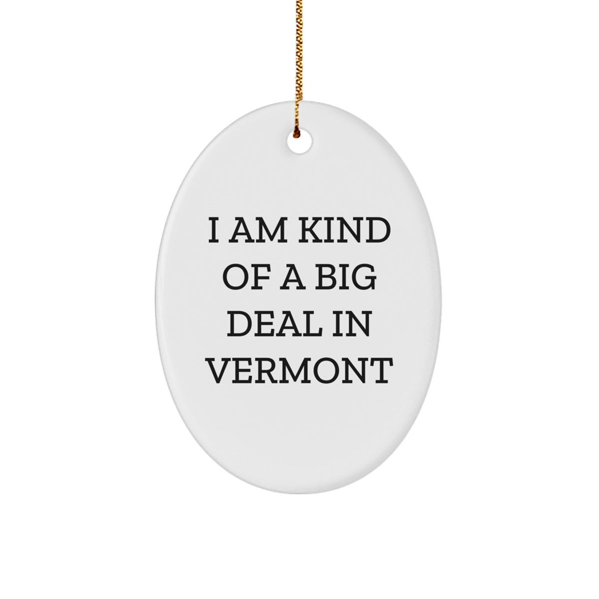 Funny Vermont Oval Ornament Gifts from Men to Friends, Christmas Unique Gifts for Women, Oval Shaped Decorations with I Am Kind Of A Prime Selection In Vermont Quote - Image 1
