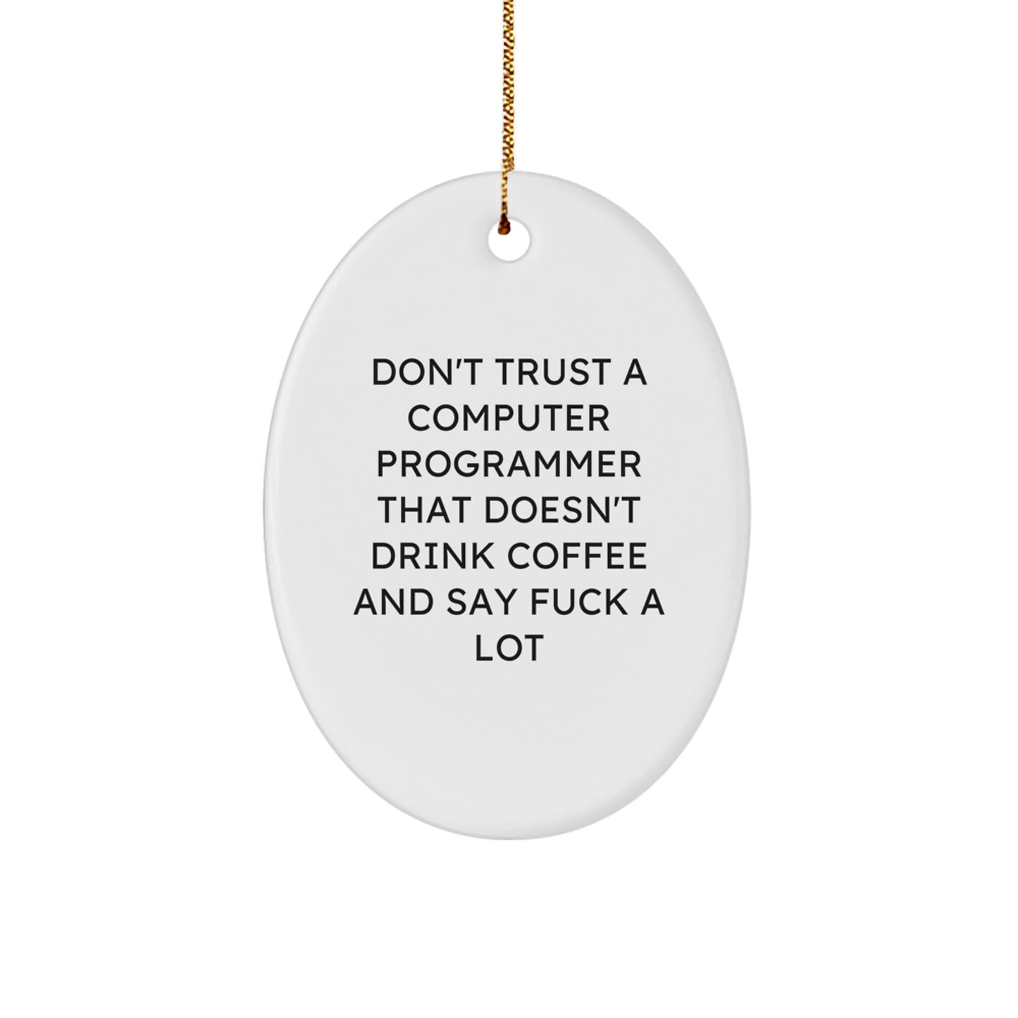 Funny Oval Ornament for Computer Programmer, Christmas Unique Gifts from Friends, Men, Women, Coworkers, or Family - Image 1