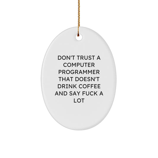 Funny Oval Ornament for Computer Programmer, Christmas Unique Gifts from Friends, Men, Women, Coworkers, or Family - Image 1