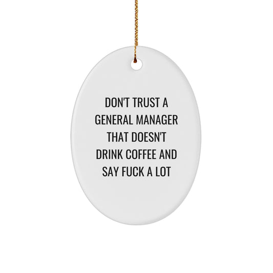 Funny General Manager Gifts from Friends for General Manager Oval Ornament, Christmas Unique Gifts for Men, Oval Shaped Office Decor - Image 1