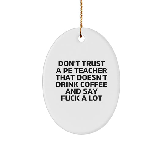 Christmas Unique Gift PE Teacher Bright Oval Ornament for Her Present - Image 1