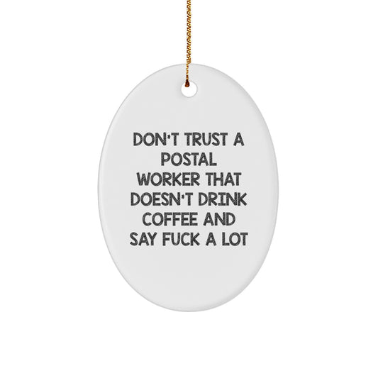 Postal Worker Treasure Christmas Ornament for Family Gift with Coffee - Image 1