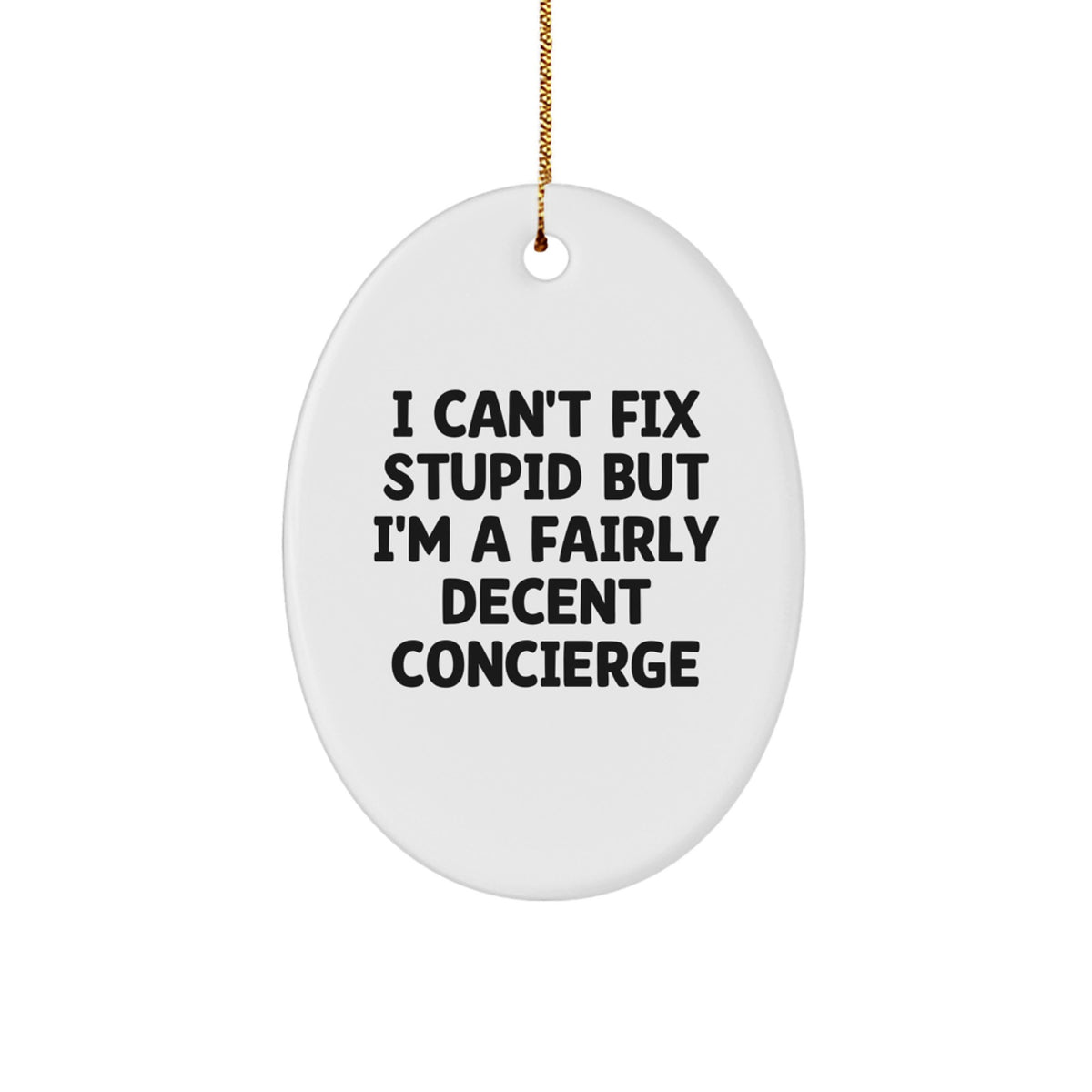 Funny Concierge Christmas Ornament Gift for Kids - I Can't Fix Stupid - Image 1