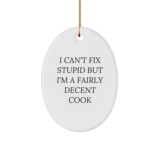 Christmas Gift Funny Cook Ornament for Teens - I Can't Fix Stupid - Image 1