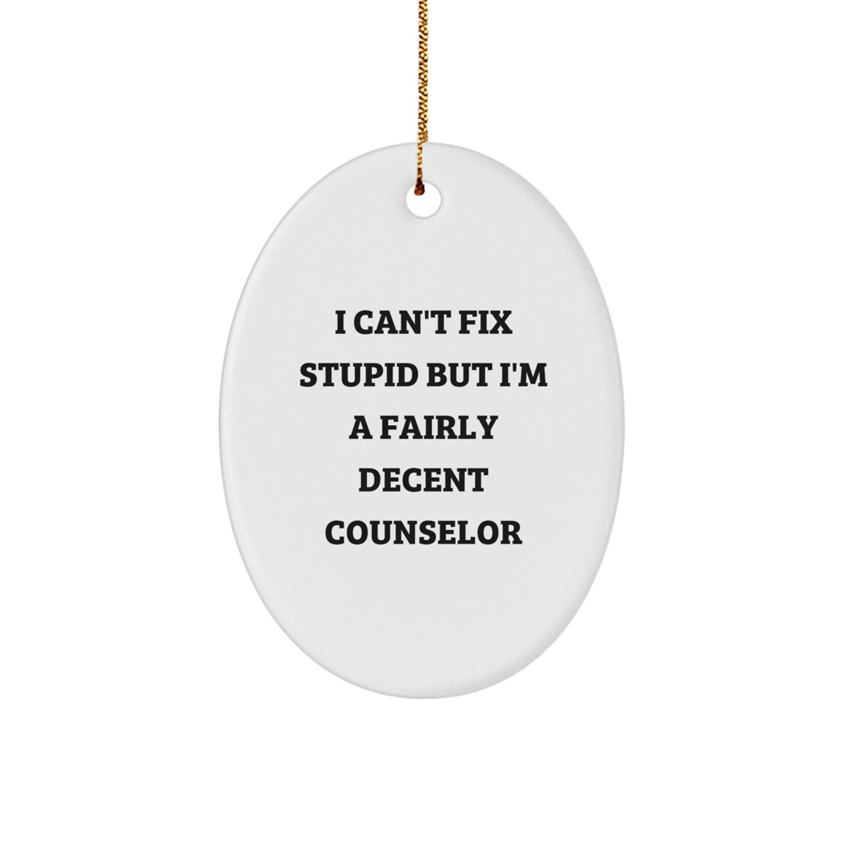 Counselor Oval Ornament I Can't Fix Stupid for Her Christmas Unique Gift - Image 1