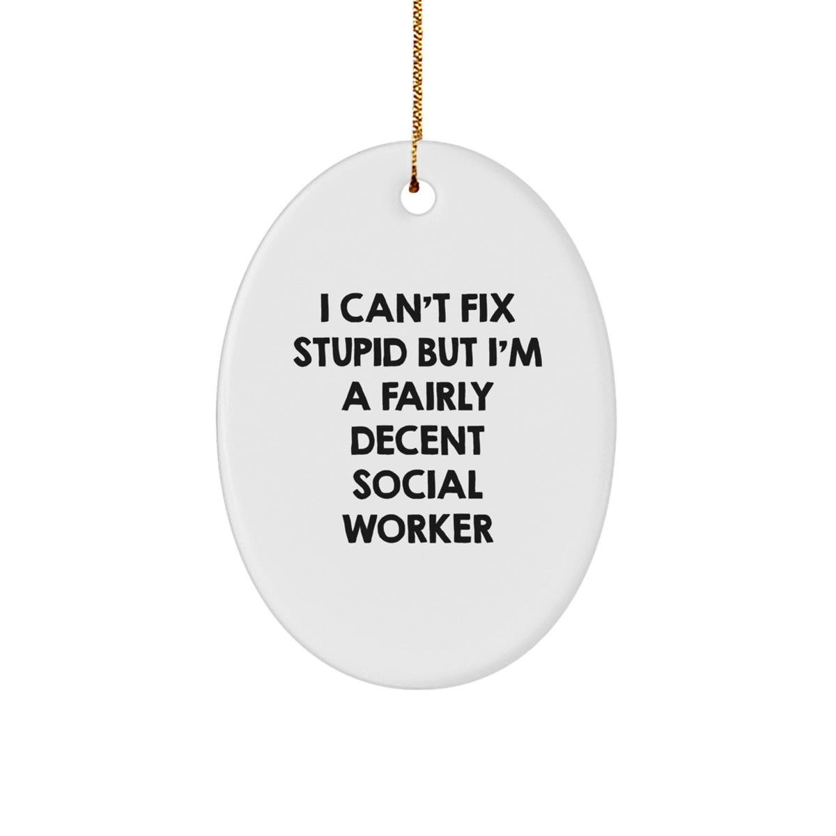 Christmas Unique Gift for Her Funny Social Worker Oval Ornament Present - Image 1