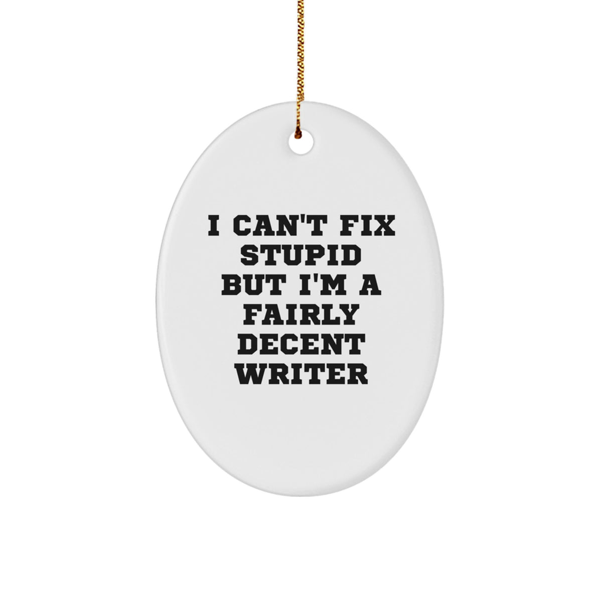 Christmas Gift for Her Writer Oval Ornament Present with Quote - Image 1