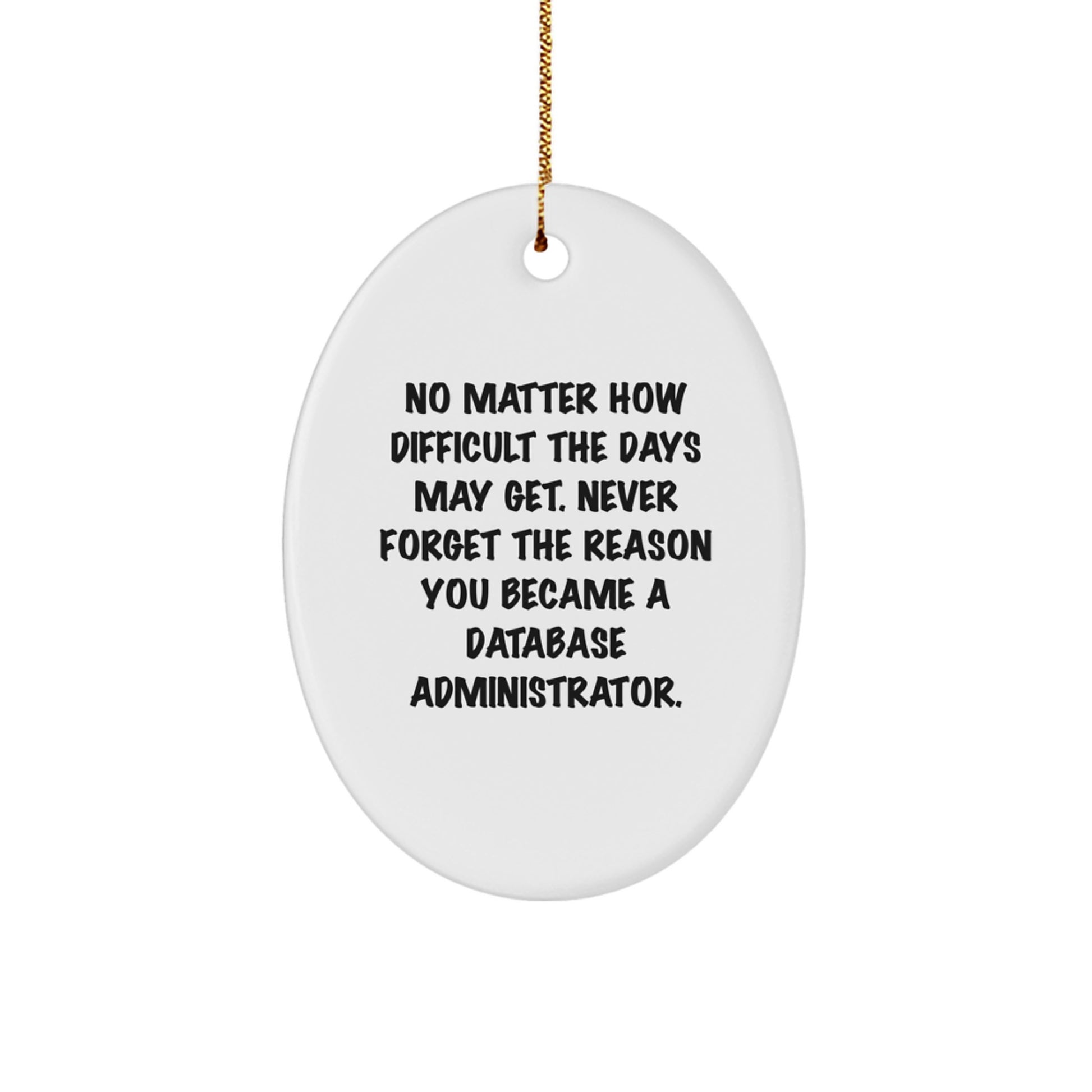 Gifts from Men for Database Administrator Christmas Unique Gifts - Oval Ornament with Inspirational Quote Never Forget The Reason You Became A Database Administrator. - Image 1