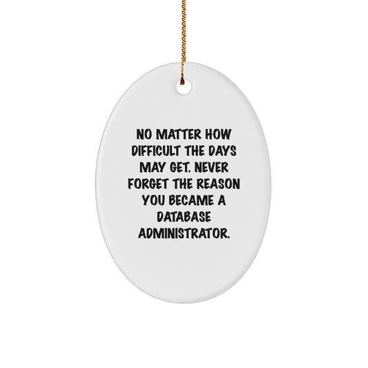 Gifts from Men for Database Administrator Christmas Unique Gifts - Oval Ornament with Inspirational Quote Never Forget The Reason You Became A Database Administrator. - Image 1