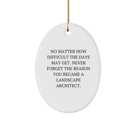 Gifts from Family for Landscape Architect Men - Oval Ornament with Inspirational Quote, Christmas Unique Gifts for Landscape Architect Friends, Funny Oval Ornament - Image 1