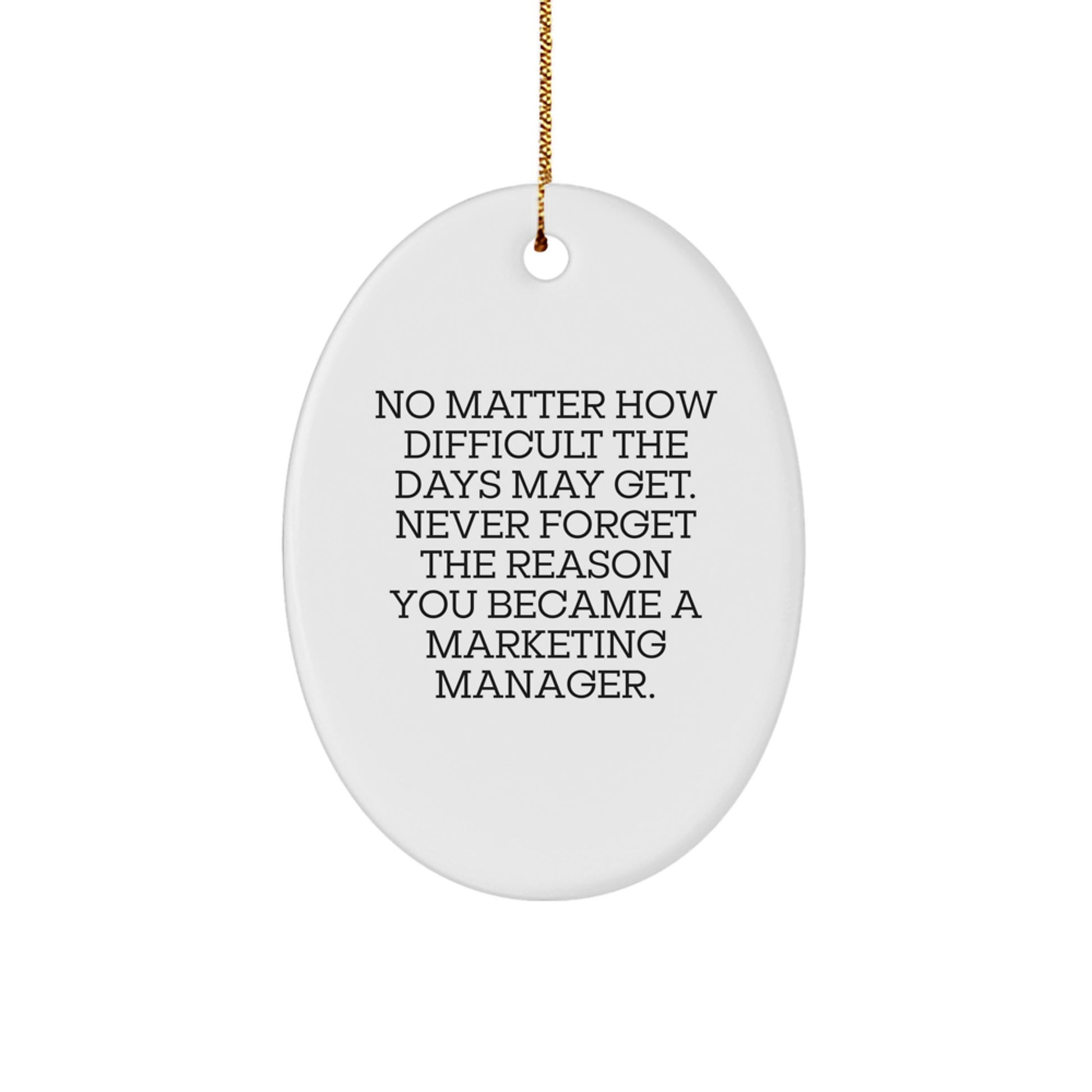 Inspirational Marketing Manager Oval Ornament Gifts from Family - 'Never Forget The Reason You Became A Marketing Manager.' - Image 1