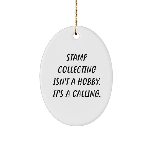 Funny Stamp Collecting Gifts for Stamp Enthusiasts, Oval Ornament, Christmas Unique Decorations, Gifts from Family, Friends, Coworkers - Image 1