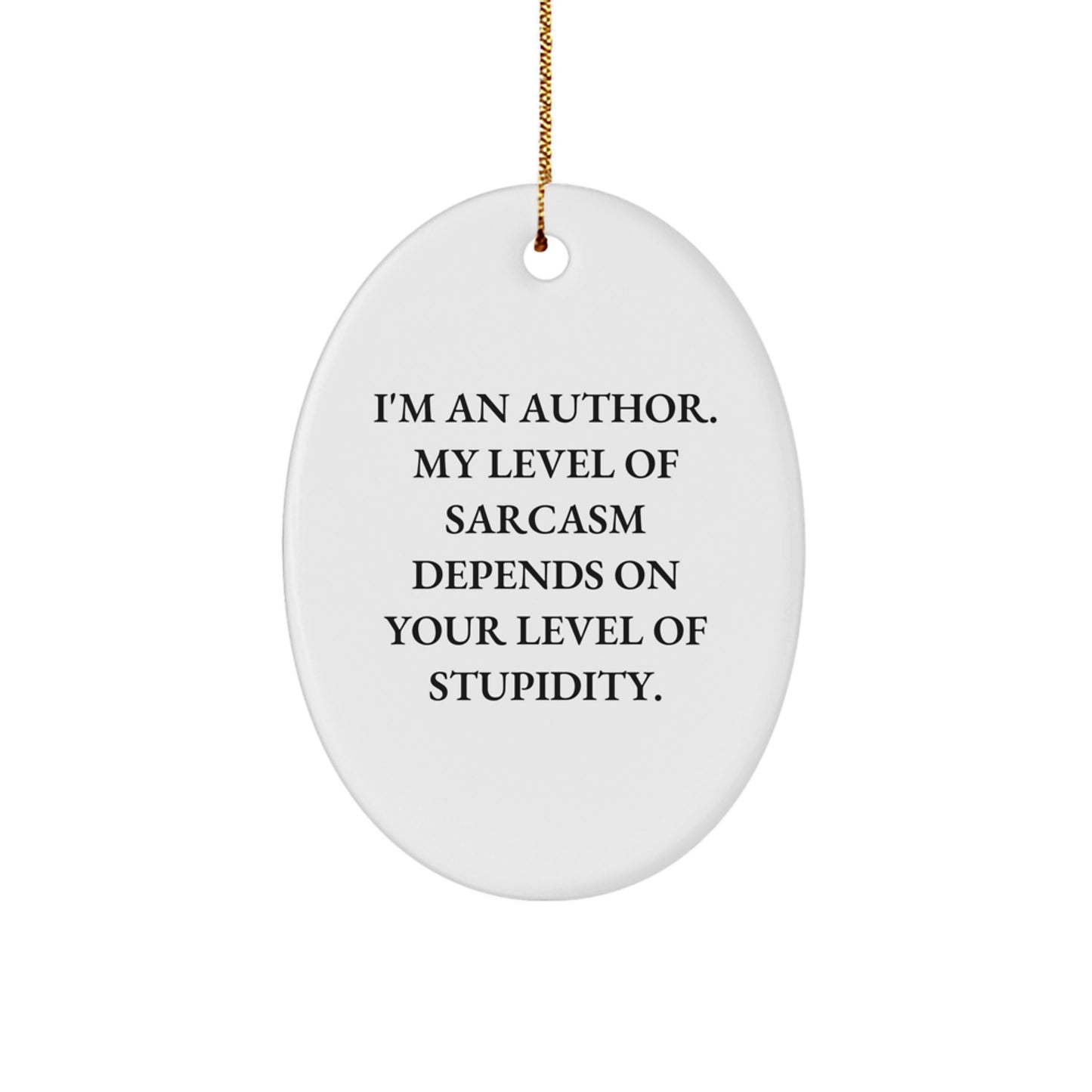 Funny Author Gifts for Men, Oval Ornament with Sarcastic Quote, Christmas Unique Presents from Friends - Image 1