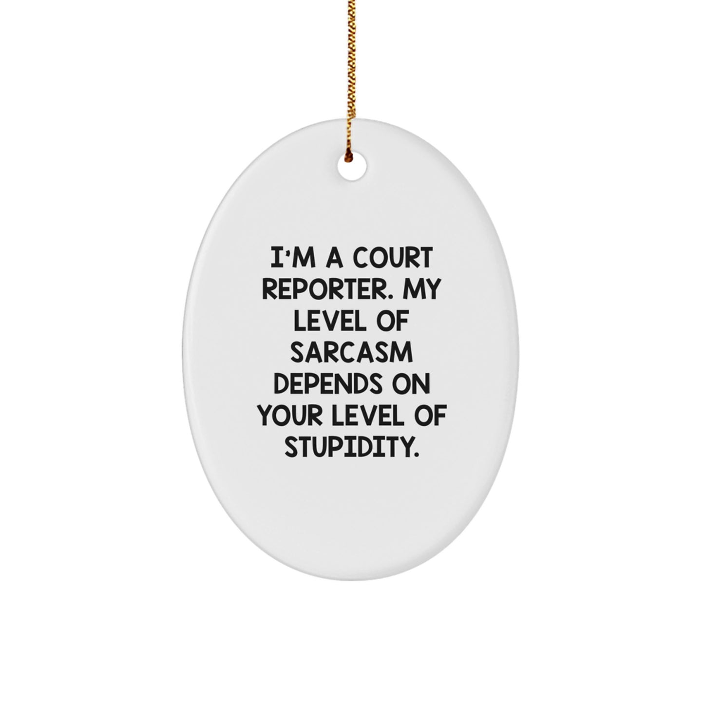 Funny Sarcasm Gifts for Court Reporters - Oval Ornament with I'm A Court Reporter Quote, Christmas Unique Gifts from Friends for Court Reporters - Image 1