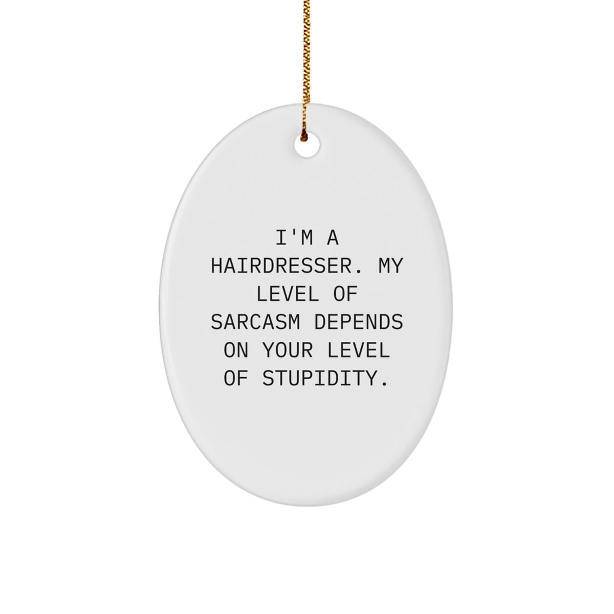 Funny Hairdresser Gifts from Family for Hairdresser, Oval Ornament with Sarcasm Humor, Christmas Unique Gifts - Image 1