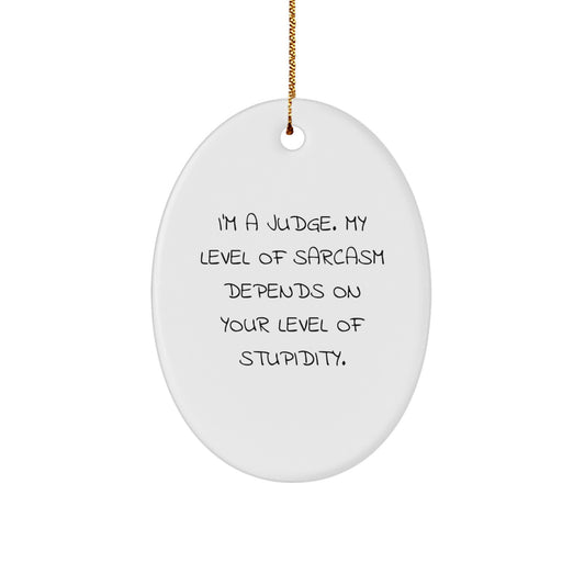 Judge's Sarcasm Depends on Your Stupidity Funny Oval Ornament Gifts from Friends for Judge Christmas Unique Gifts - Image 1