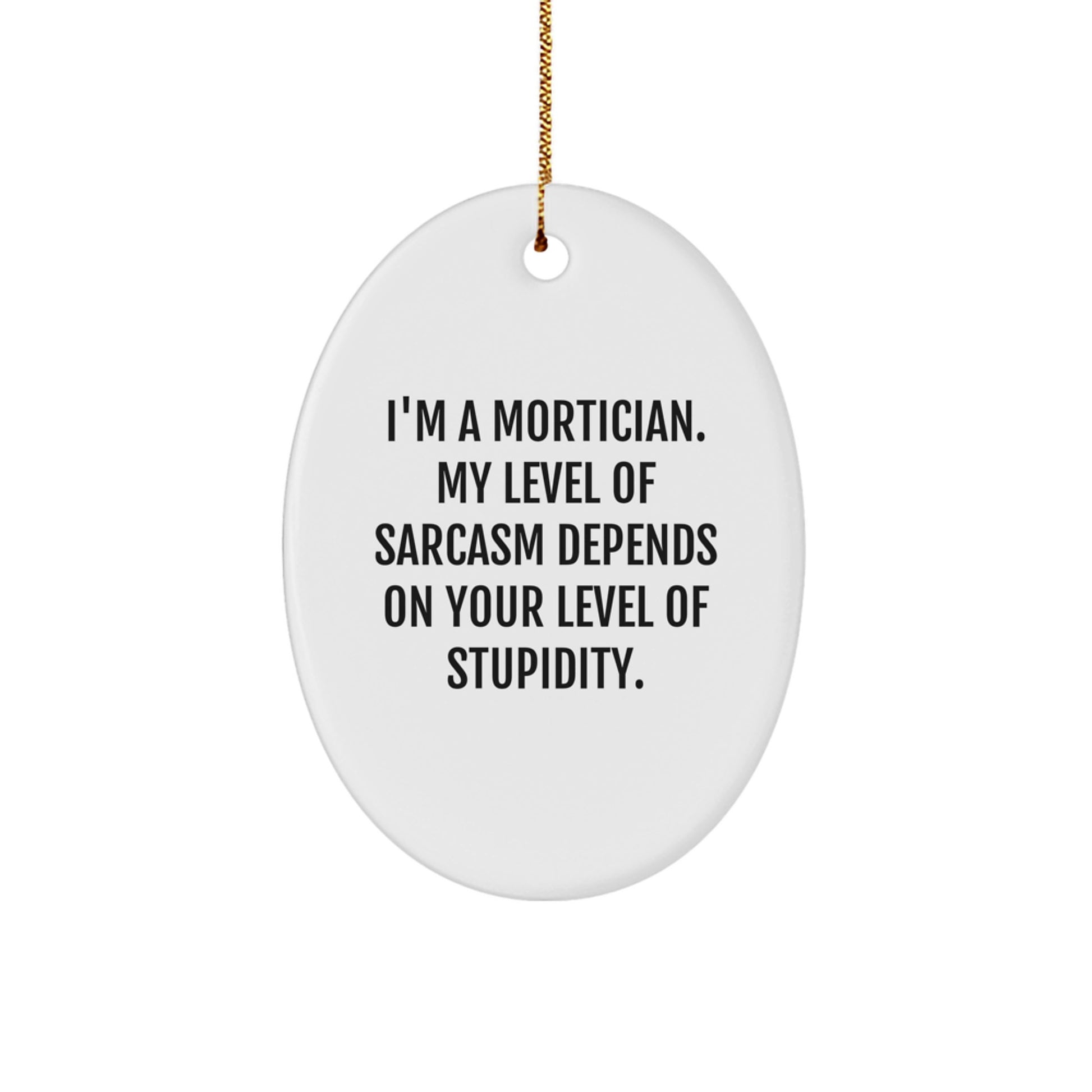 Funny Mortician Gifts for Men Oval Ornament, Gifts from Friends to Mortician, I'm A Mortician My Level Of Sarcasm Depends On Your Level Of Stupidity Christmas Unique Gifts - Image 1
