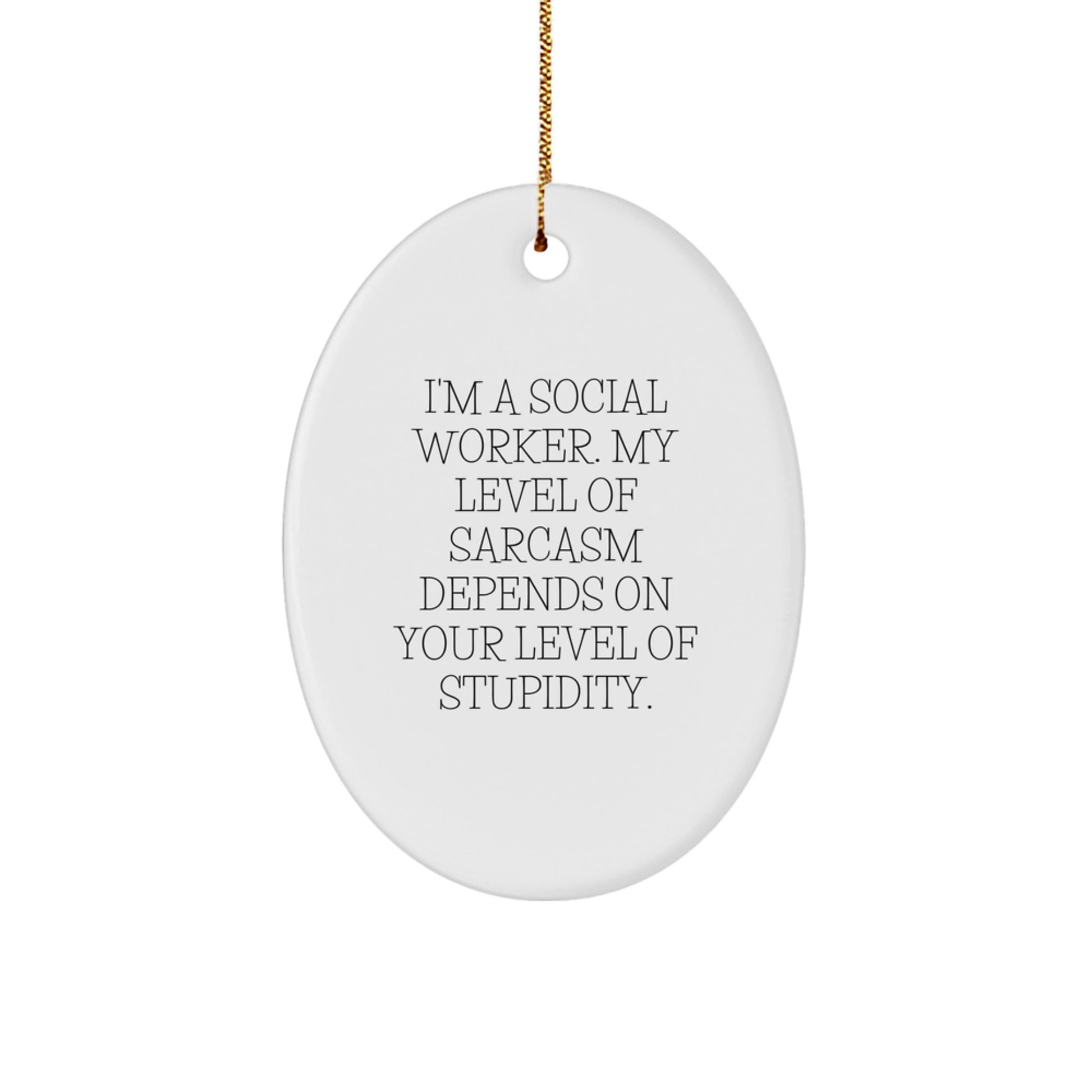 Social Worker Sarcasm Oval Ornament Gifts from Friends, Coworkers, Family for Christmas - Image 1